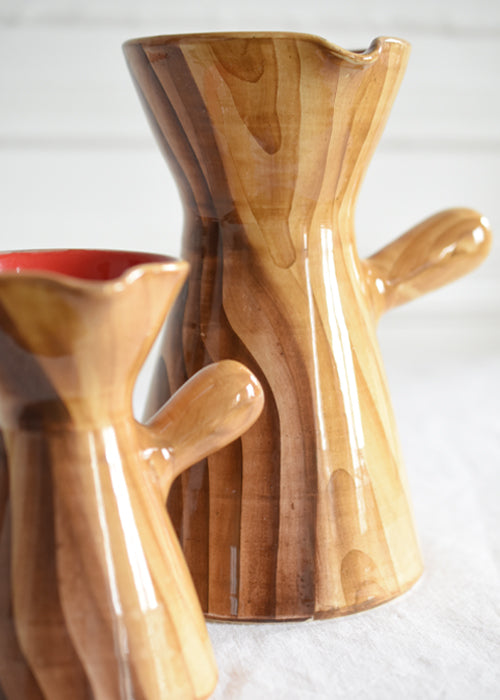 Grandjean Jourdan paire vases pichets céramique bois rouge
