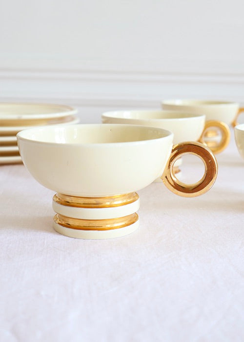 Aimée Aimer Gatsby Robj 5 tasses porcelaine ivoire et or