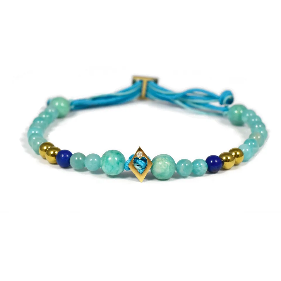 Aimée Aimer Bel Aloha bracelet coeur or jaune diamant amazonite