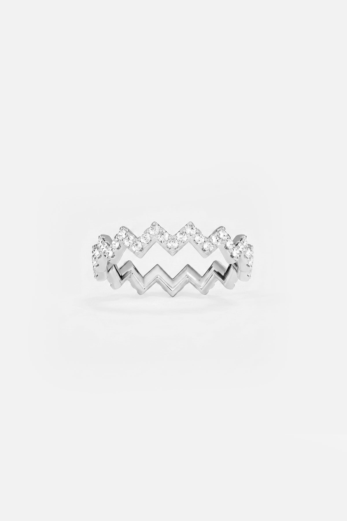 APM Monaco Croisette Vague bague fine blanche zircon taille 52