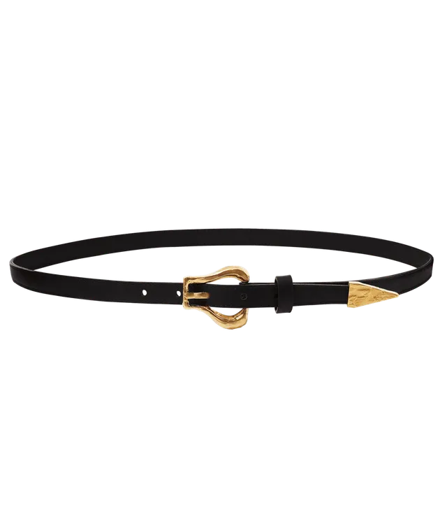 Alighieri Link Wanderlust ceinture cuir noir boucle dorée