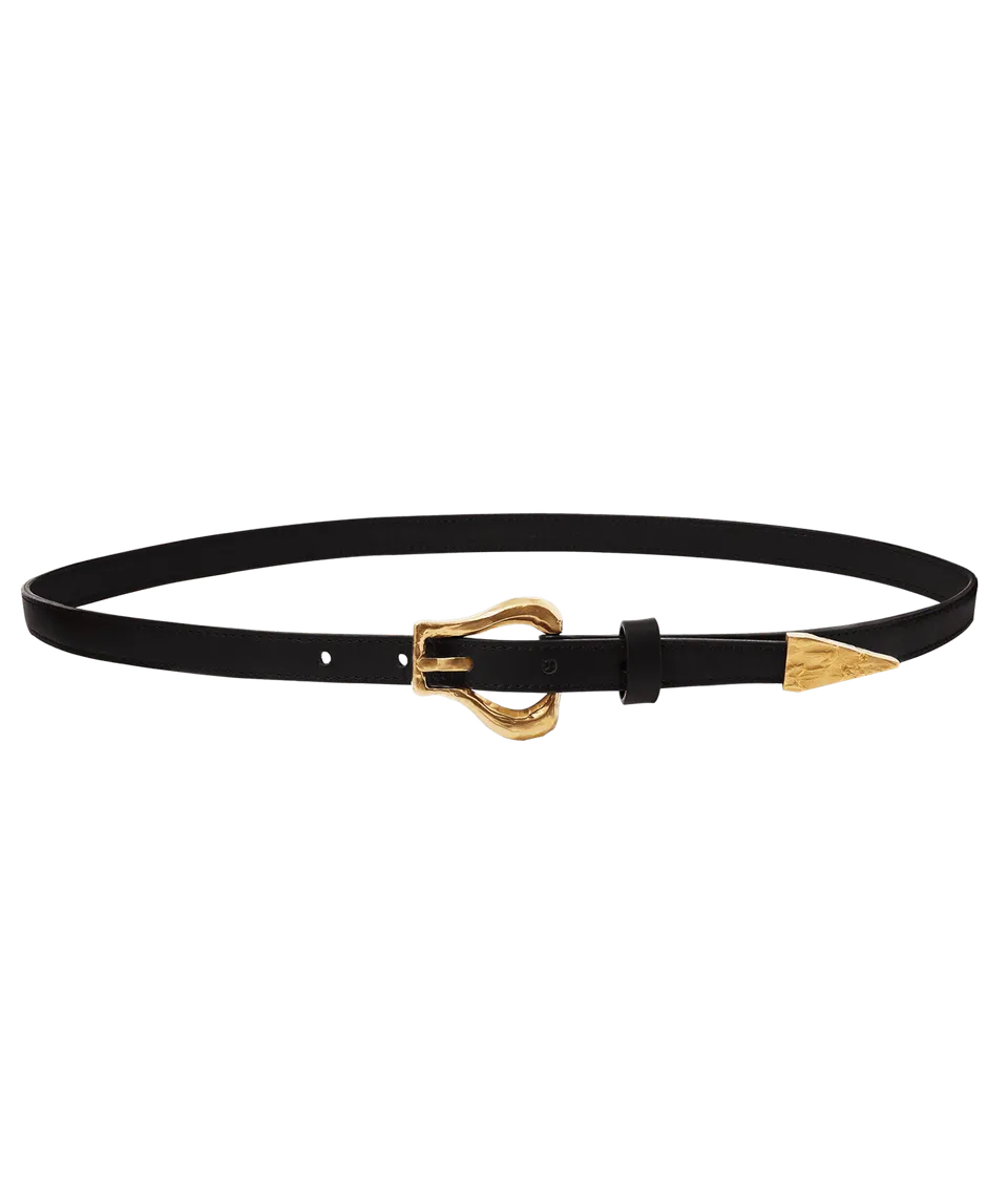 Alighieri Link Wanderlust ceinture cuir noir boucle dorée