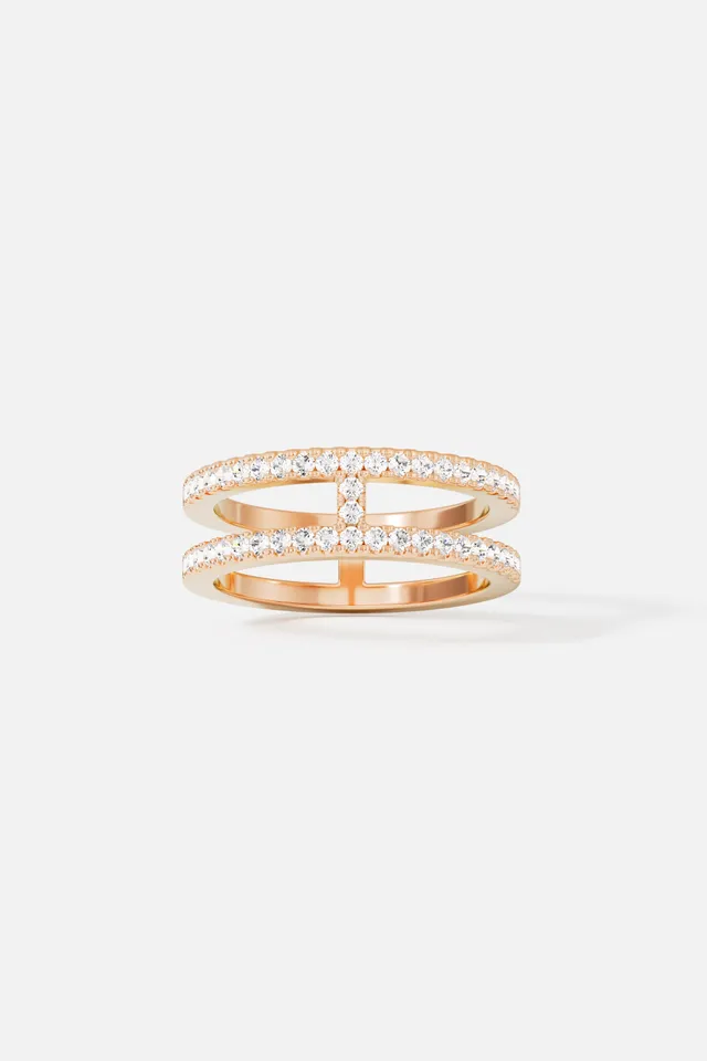 APM Monaco Croisette Cannes bague fine or rose 52 zircon