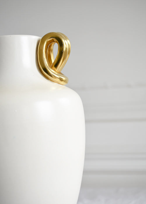 Aimée Aimer Monroe vase céramique blanc anses dorées 31 cm