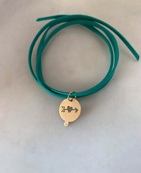 Aimée Aimer Amoureuse médaille or jaune diamant 14 mm