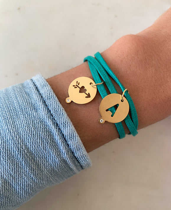 Aimée Aimer Amoureuse médaille or jaune diamant 14 mm