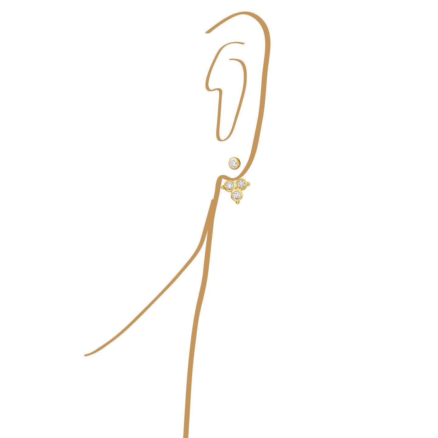 Aimée Aimer Delta dessous d'oreille or jaune diamants avec puce