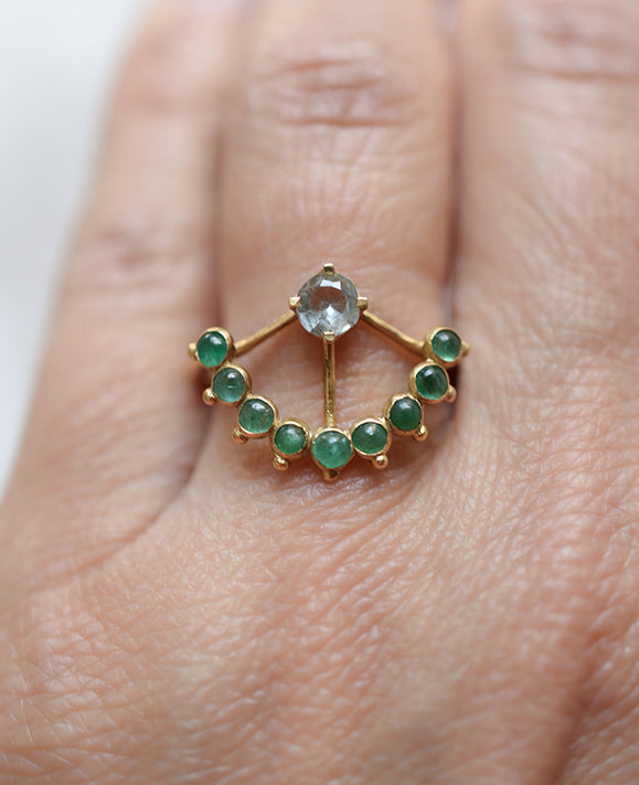 Aimée Aimer Beija-Flor bague or jaune aigue-marine taille 52