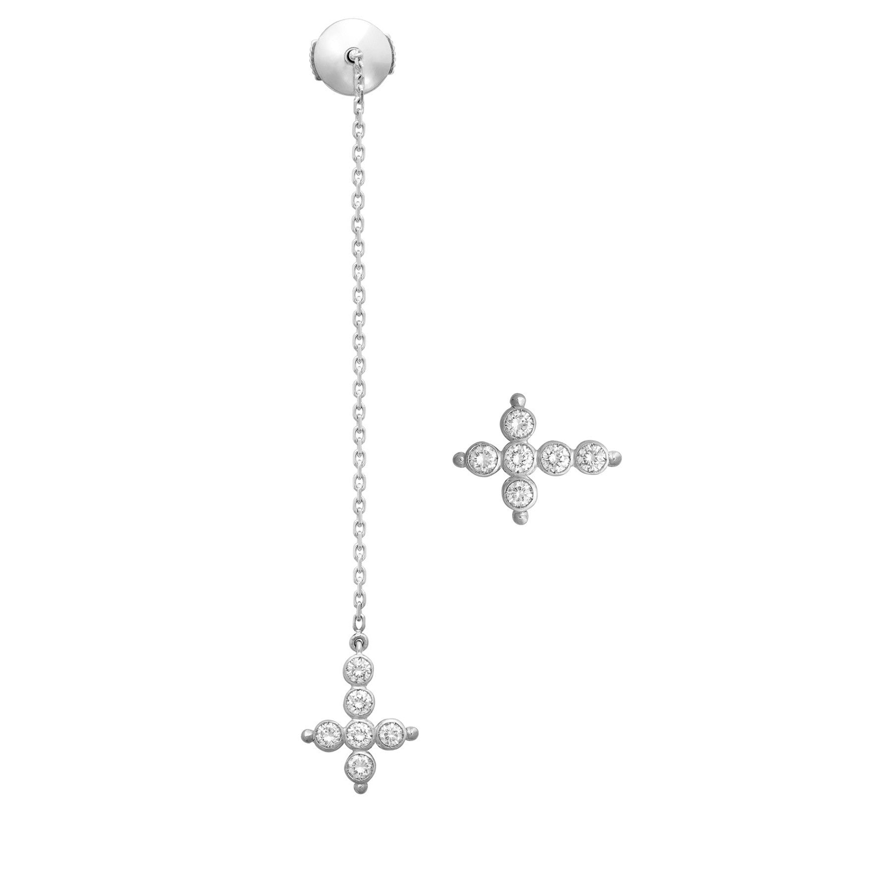 Aimée Aimer Petit AA boucle chaîne or blanc diamants paire