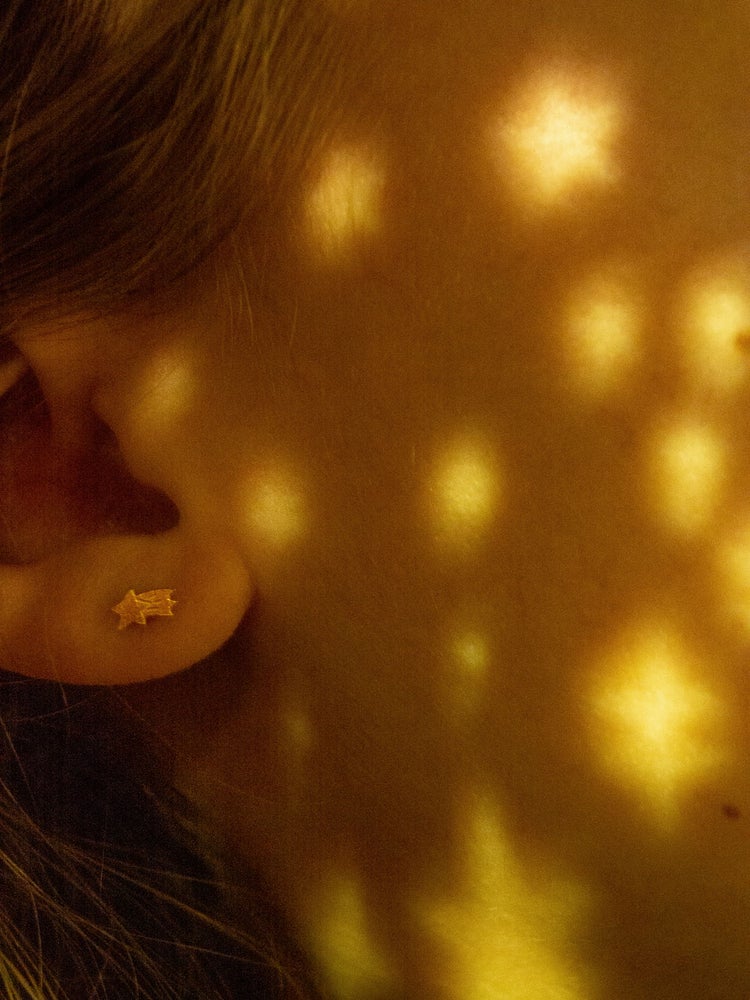Adorabili Lune étoile filante boucles d'oreilles doré