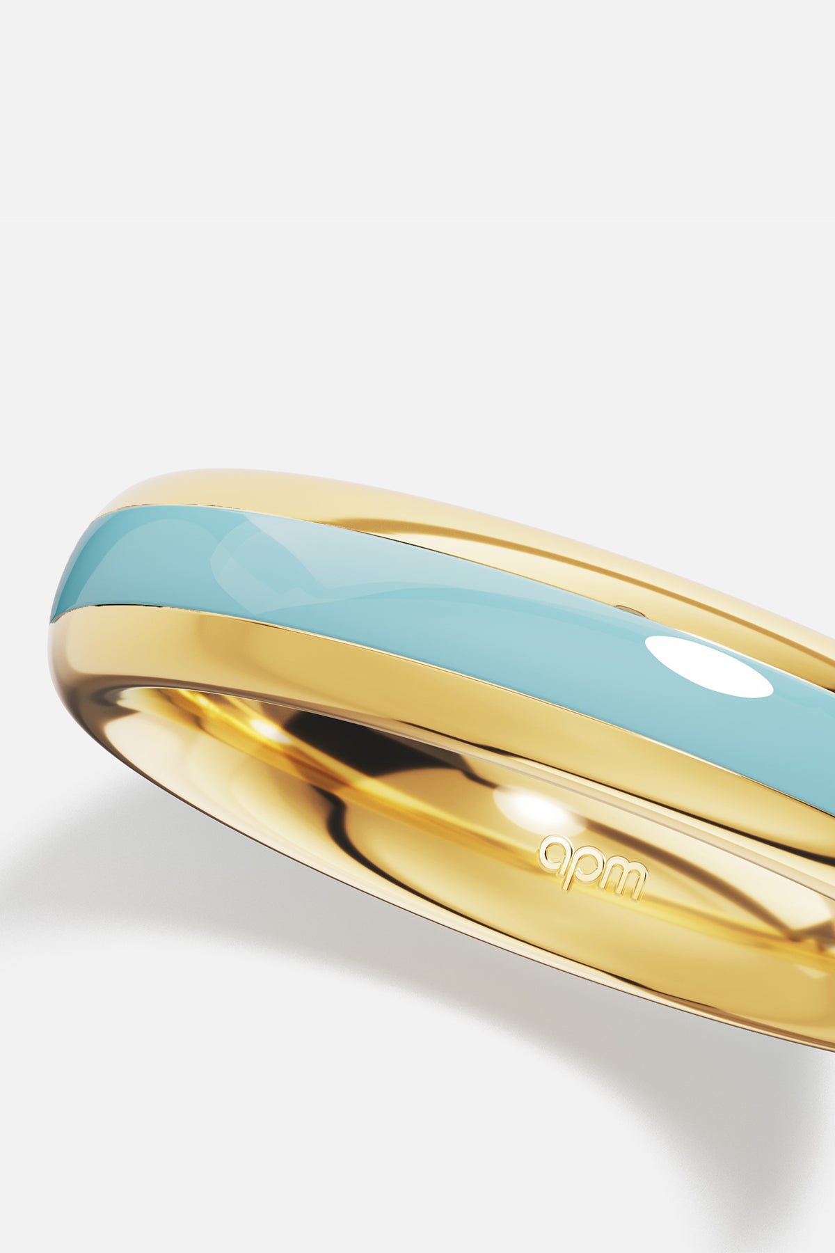 APM Monaco Croisette Riviera bague or jaune émail bleu 52