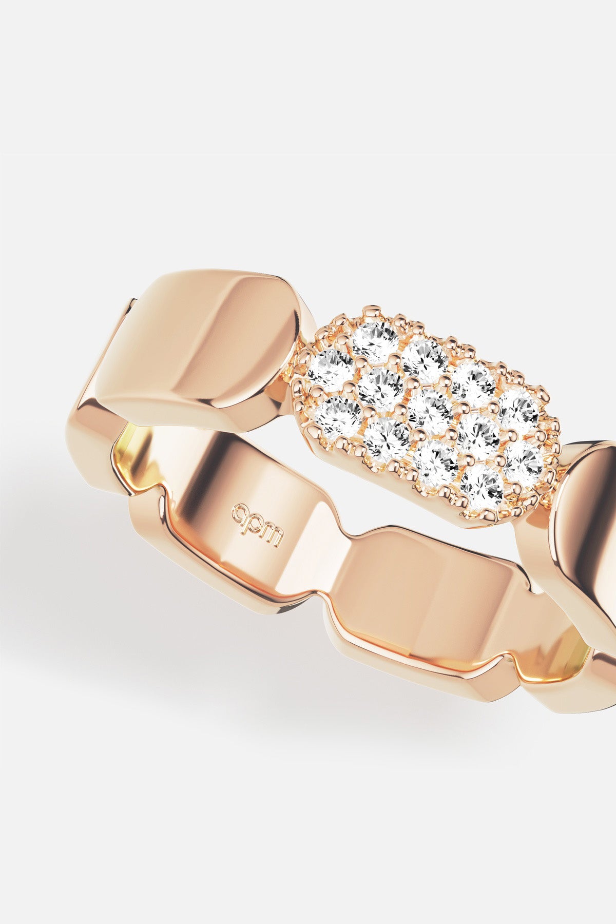 APM Monaco Yacht Club Pavage bague or rose pavé zircon