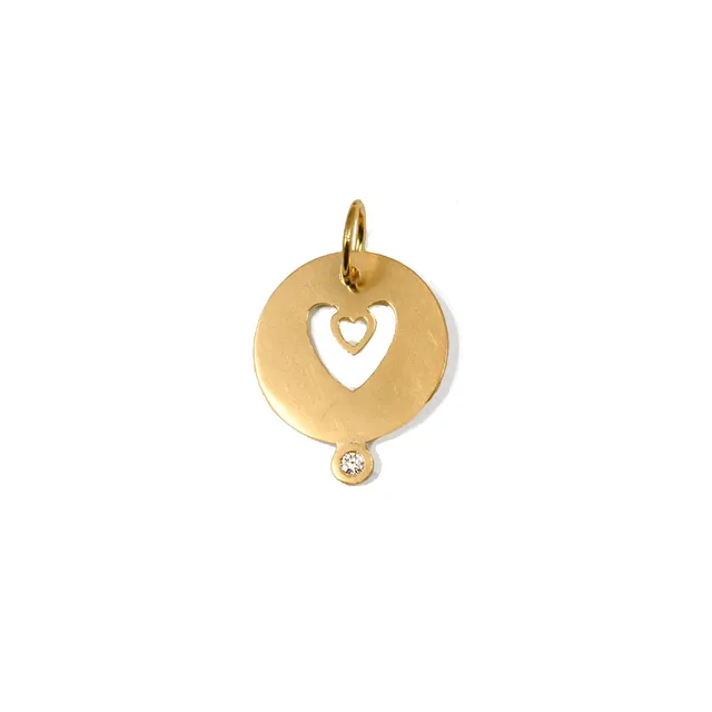 Aimée Aimer Mon Coeur médaille or jaune diamant 14 mm