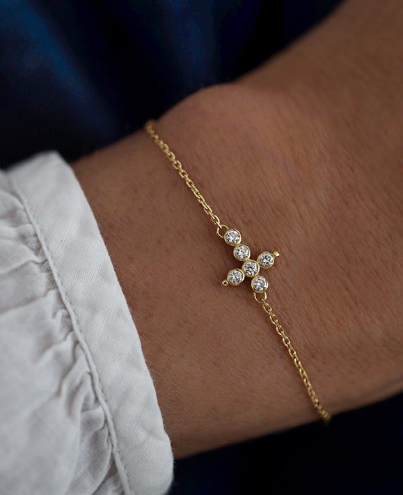 Aimée Aimer Petit AA Promessa bracelet or jaune diamants 17 cm