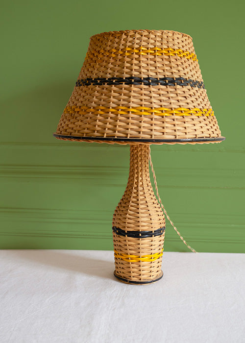 Aimée Aimer lampe de table rotin bois 47 cm pièce unique