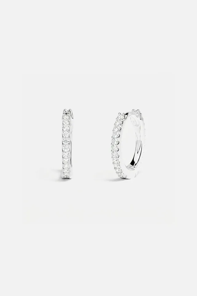APM Monaco Croisette Promesse Créoles Argent 12 mm Blanc