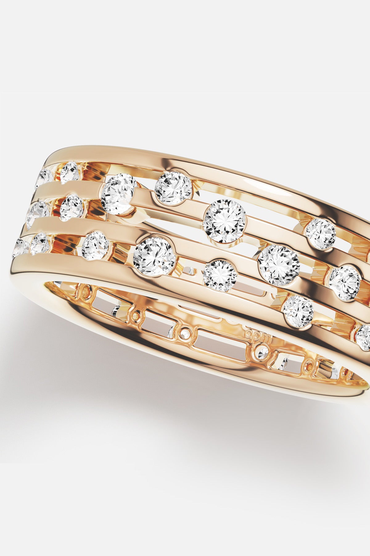 APM Monaco Automne Graphique bague anneau or rose zirconias taille 52