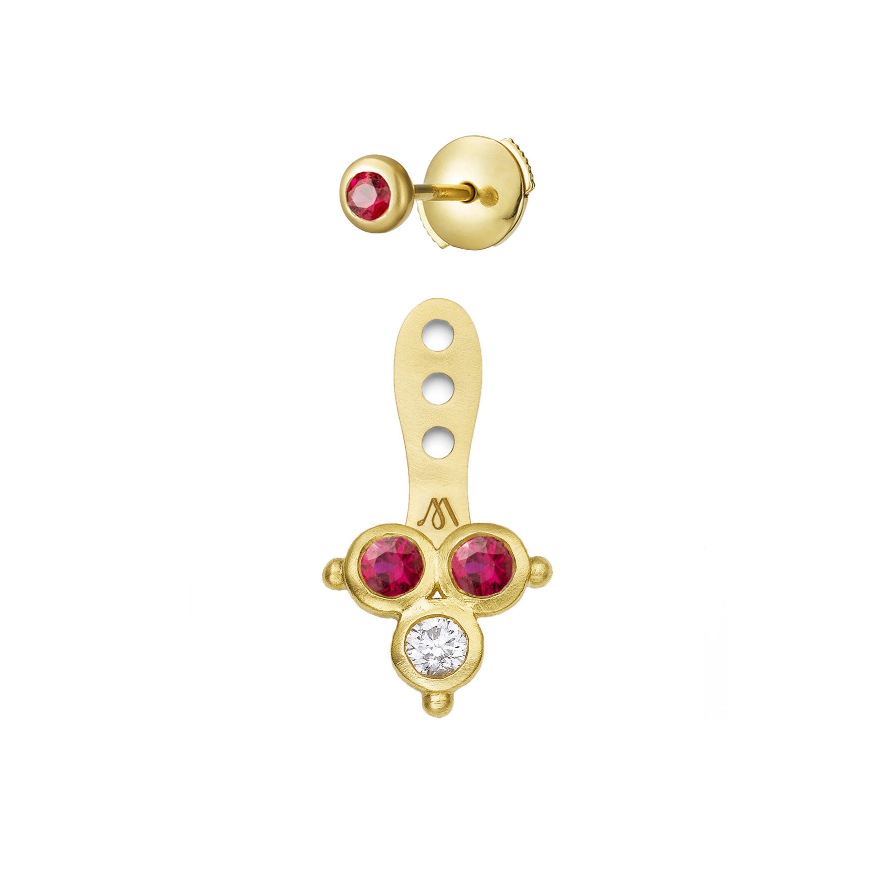 Aimée Aimer Delta dessous d'oreille or jaune rubis diamant