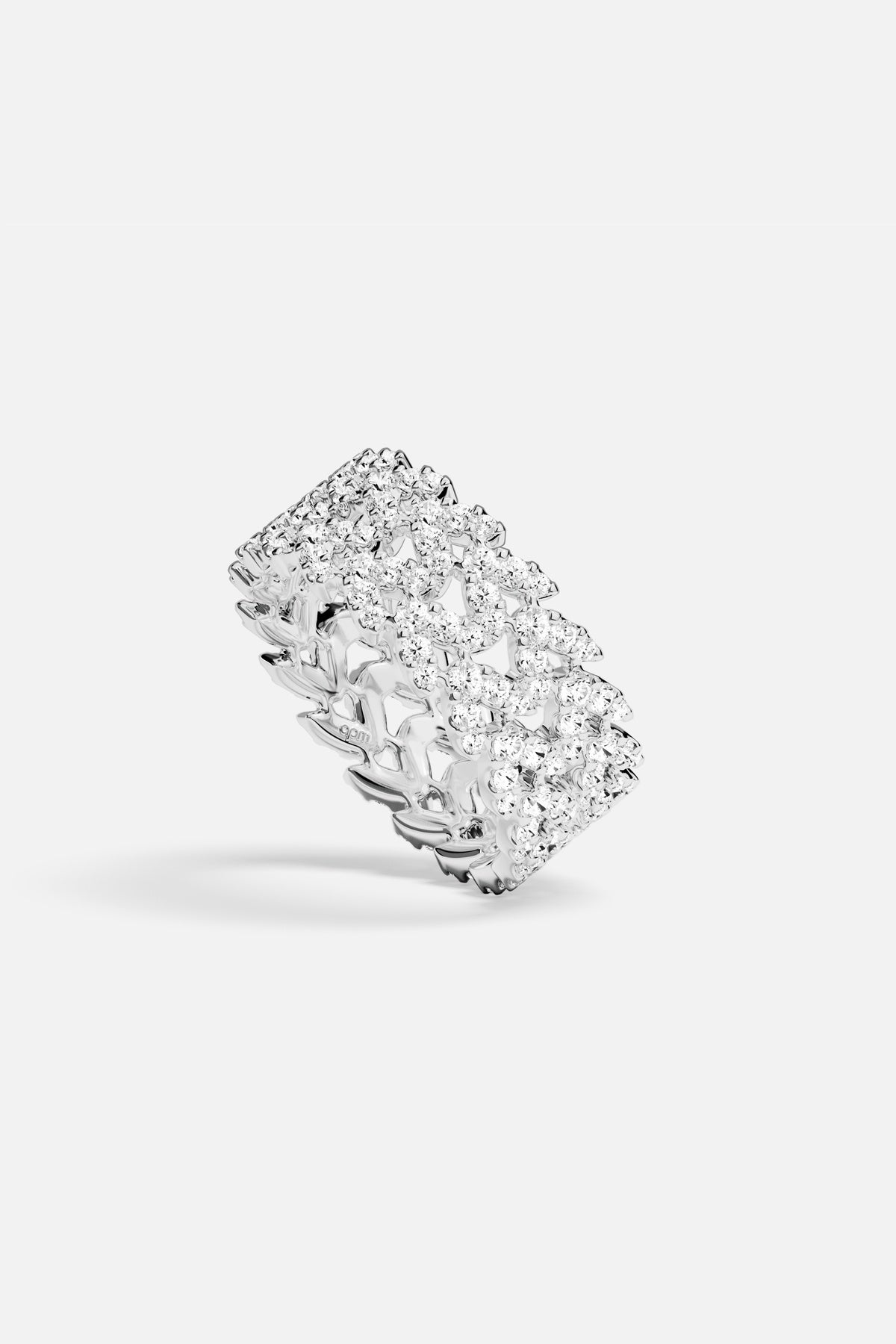 APM Monaco Automne Couture bague double pavée blanche
