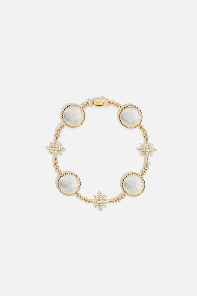 APM Monaco Valentine bracelet nacre doré zircon taille M