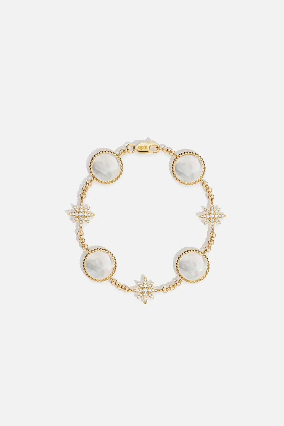 APM Monaco Valentine bracelet nacre doré zircon taille M