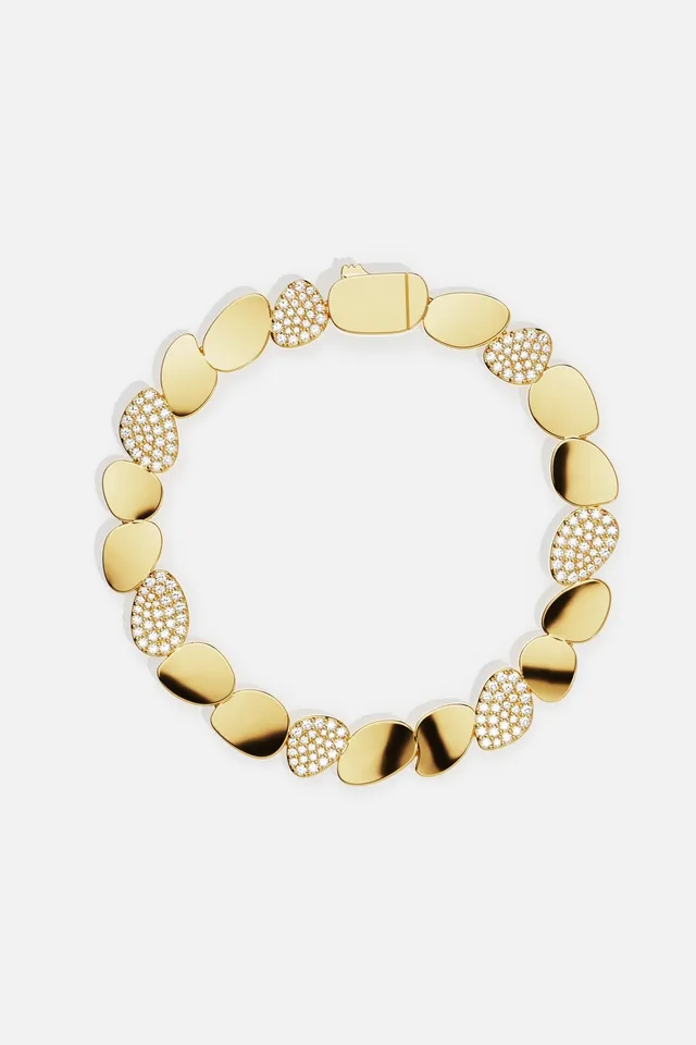 APM Monaco Soleil Galets bracelet doré zircon taille M 18 cm