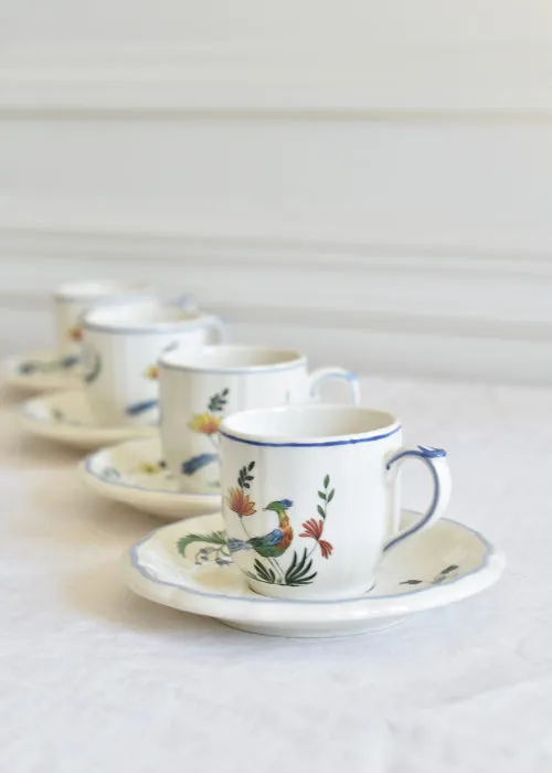 Aimée Aimer Oiseau de Gien Tasses à Café Faïence Lot 6 +1