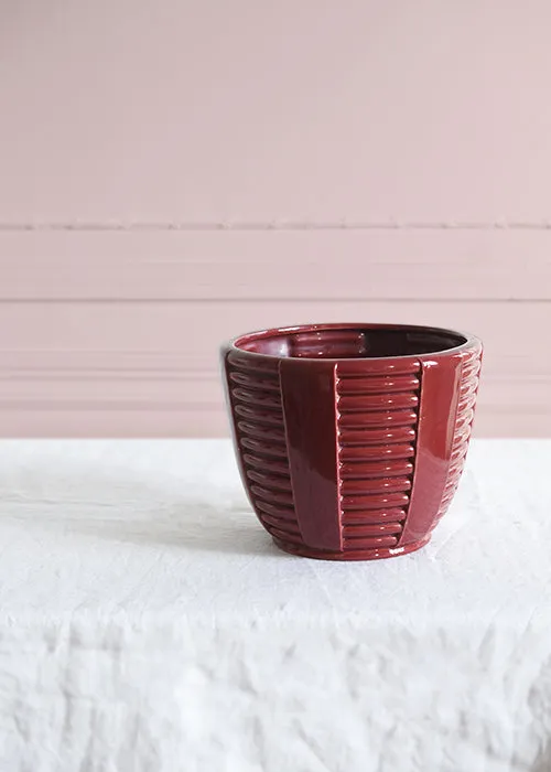 Aimée.Aimer Vases Cache-Pot Groseille Faïence 18 cm Rouge