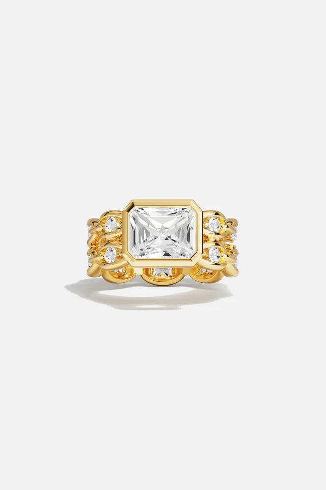 APM Monaco Soleil Enchaîné bague or jaune pavé taille 52