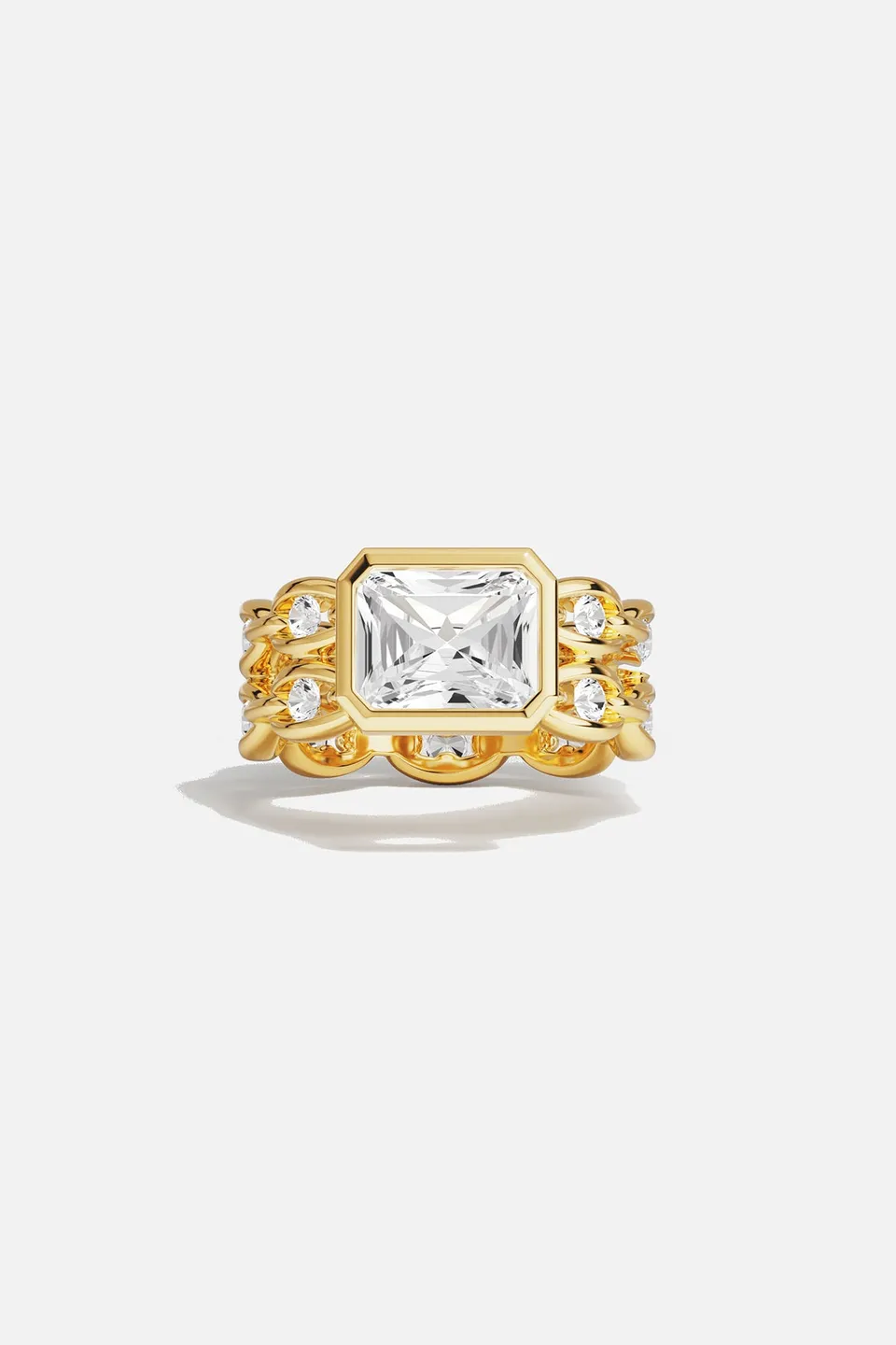 APM Monaco Soleil Enchaîné bague or jaune pavé taille 52