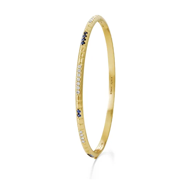 Aimée Aimer Lignes F. bracelet jonc or saphirs diamants 15-17cm