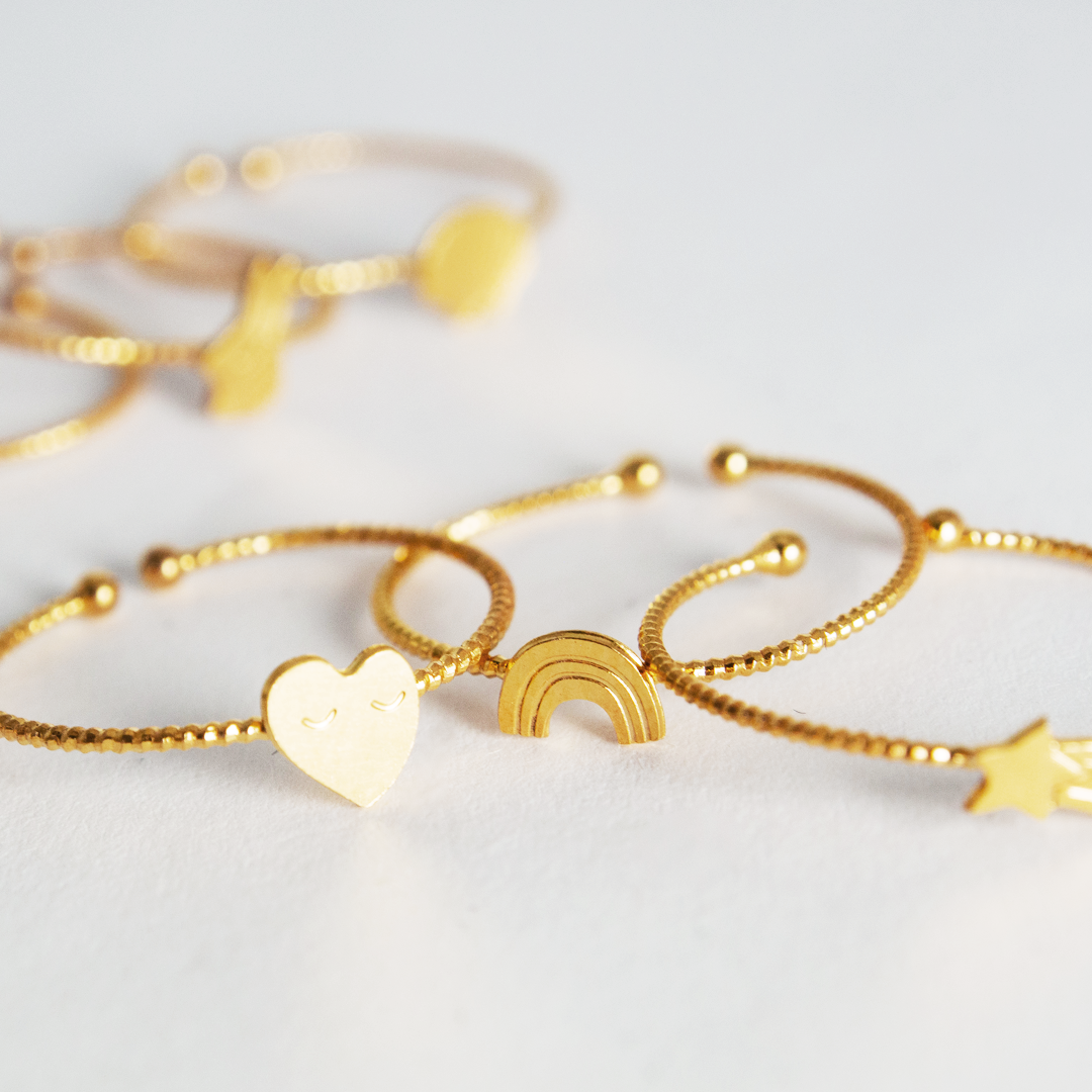 Adorabili Arc-en-ciel bague réglable dorée