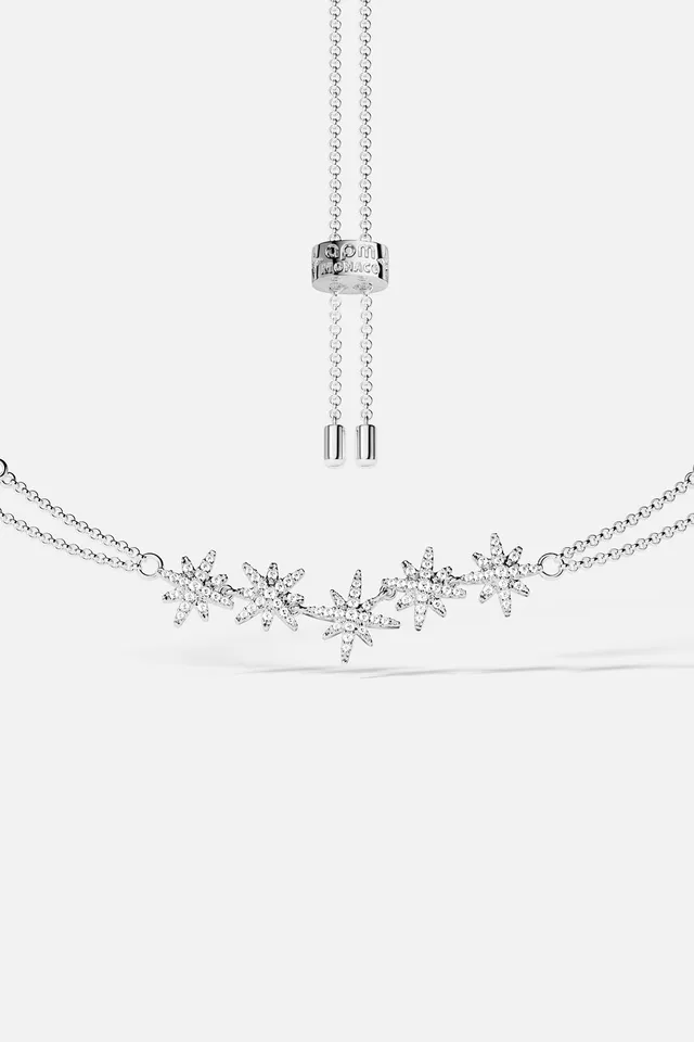 APM Monaco Météorites collier double chaîne étoile rhodié