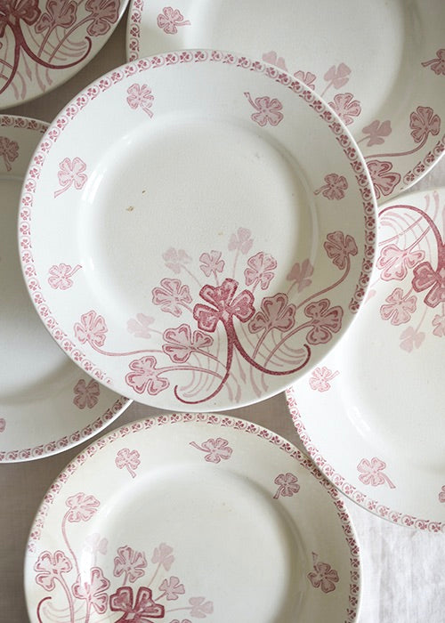 Aimée Aimer Art de la table Assiettes trèfle rose lot 6