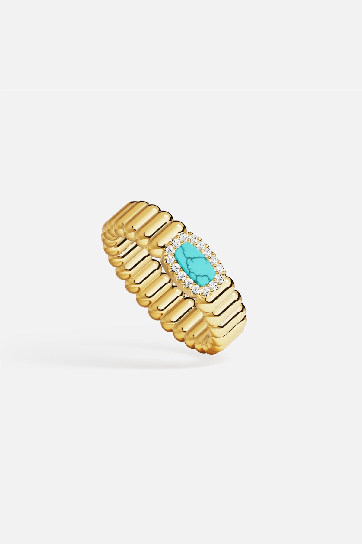 APM Monaco Méditerranée Les Calanques bague turquoise dorée 52