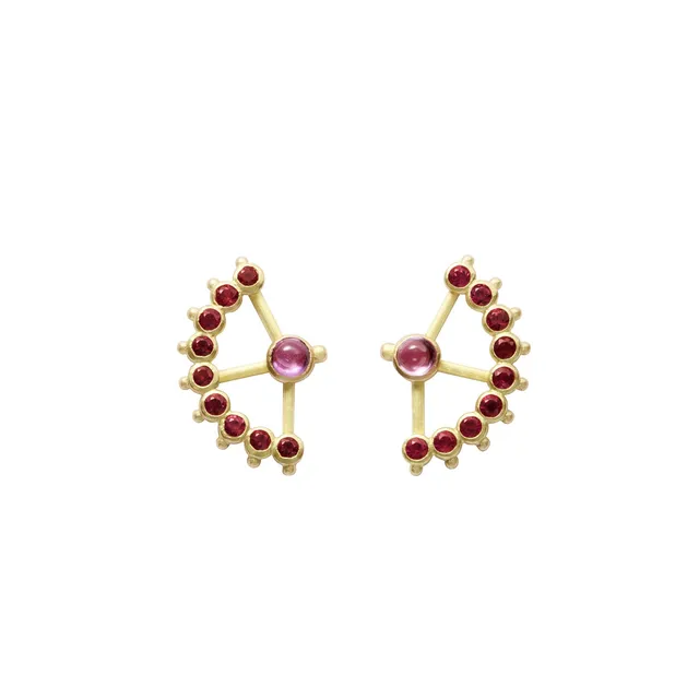 Aimée Aimer Beija-flor boucles d'oreilles or jaune paire rubis