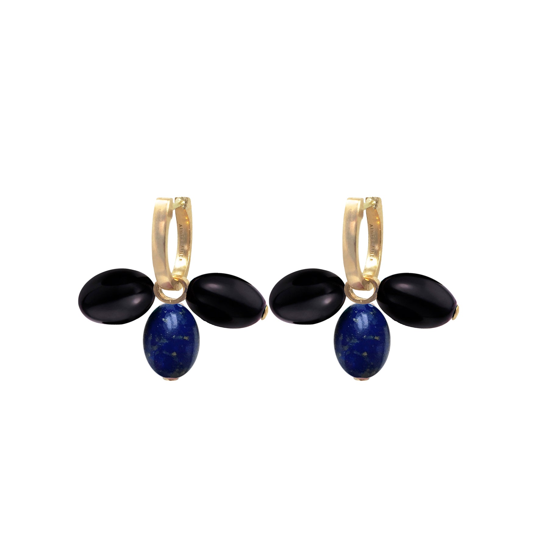 Aimée Aimer Tiare Créole Or Jaune Onyx Lapis Unité