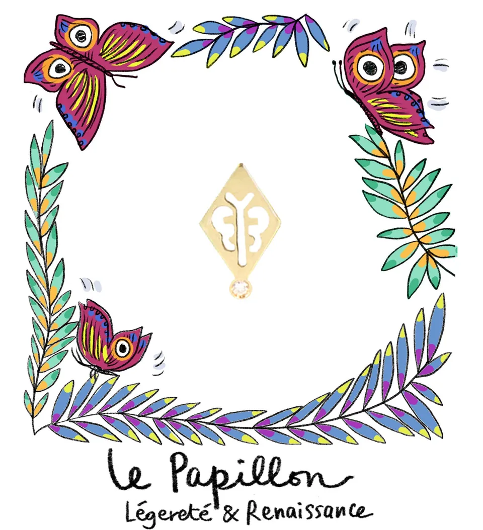 Aimée Aimer Papillon boucle d'oreille or jaune diamant unité