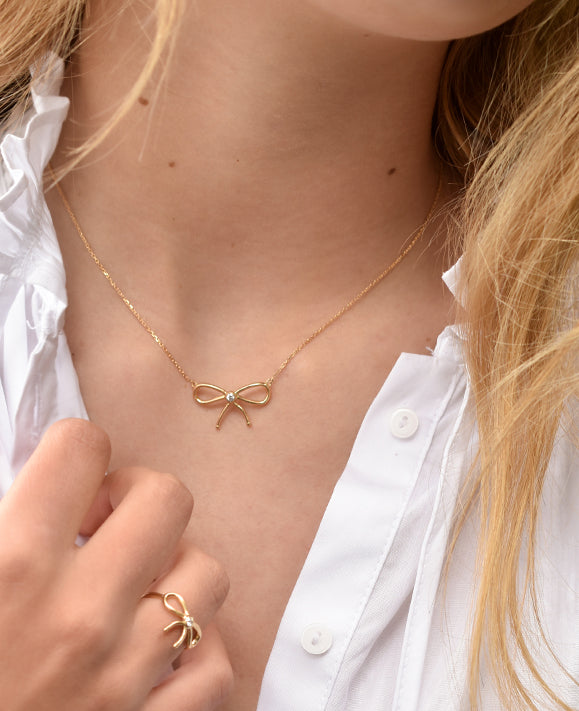 Aimée Aimer Nœud de Paris collier or jaune diamant 43cm
