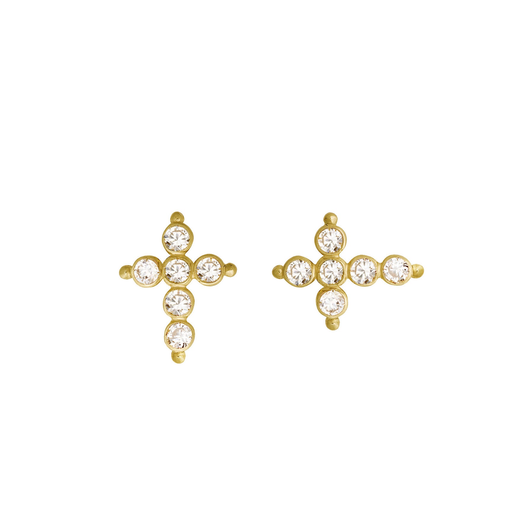 Aimée Aimer Petit AA puce oreille or jaune diamants paire