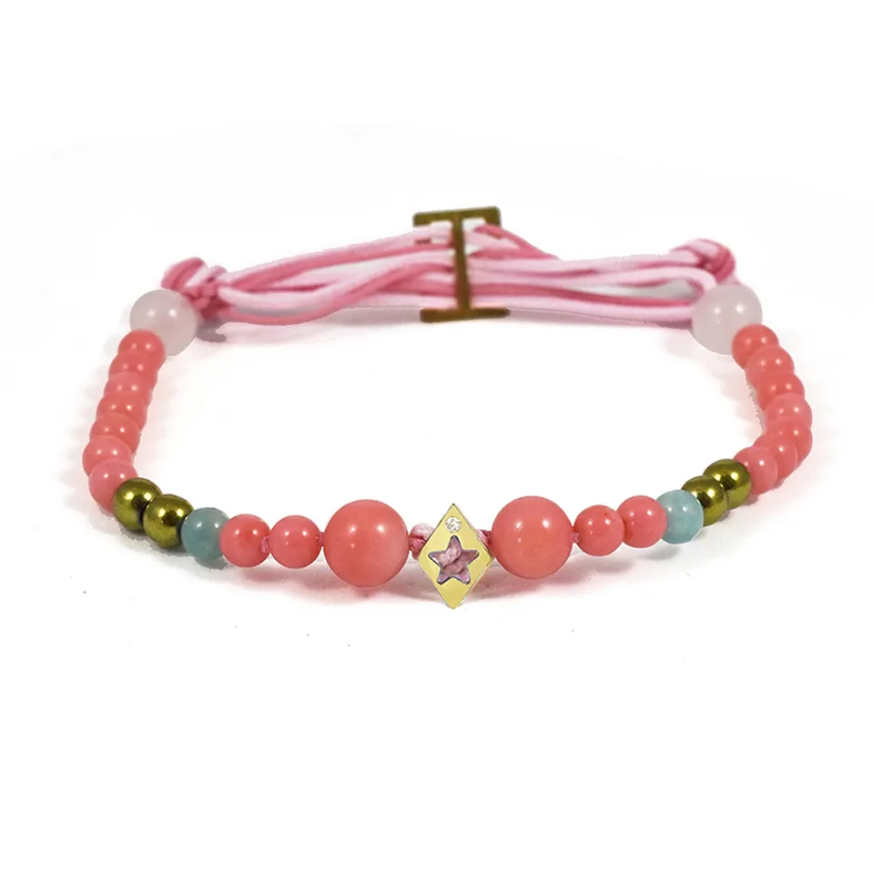 Aimée Aimer Aloha bracelet lettre or jaune diamant corail