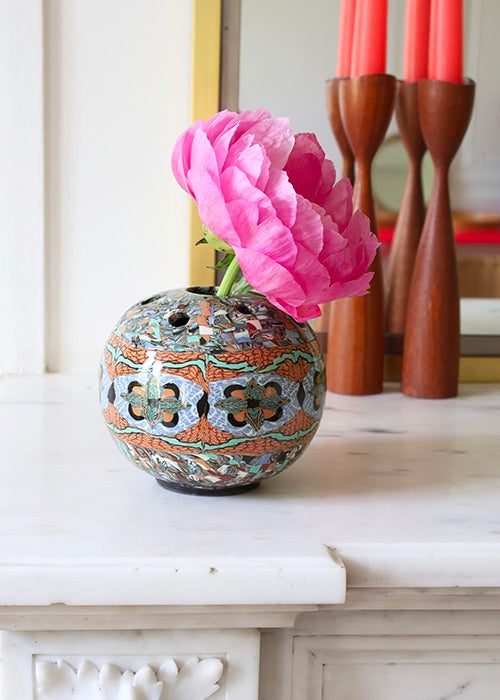 Jean Gerbino vase pique-fleurs céramique mosaïque 12 cm