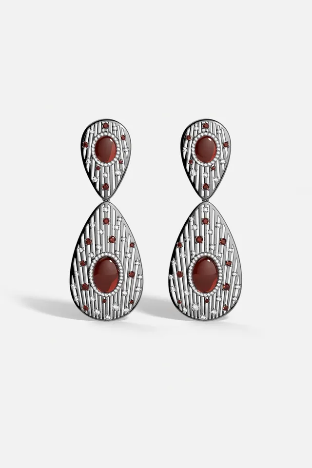 APM Monaco Automne Les Éventails boucles pendantes gris
