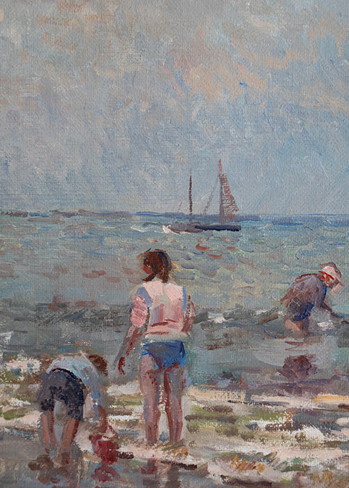 Van Noort huile sur toile scène de plage 40x50 cm