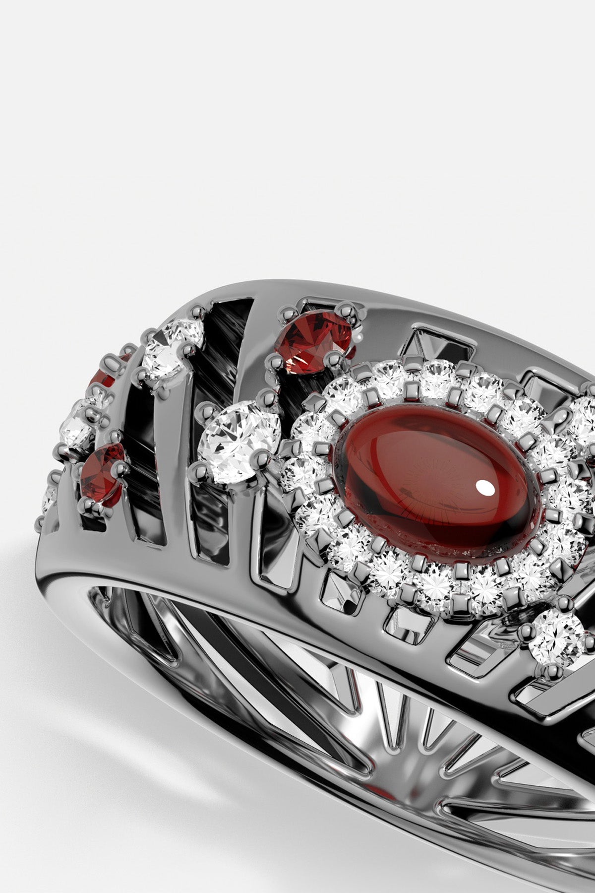 APM Monaco Automne Les Éventails bague éventail grise bordeaux taille 52