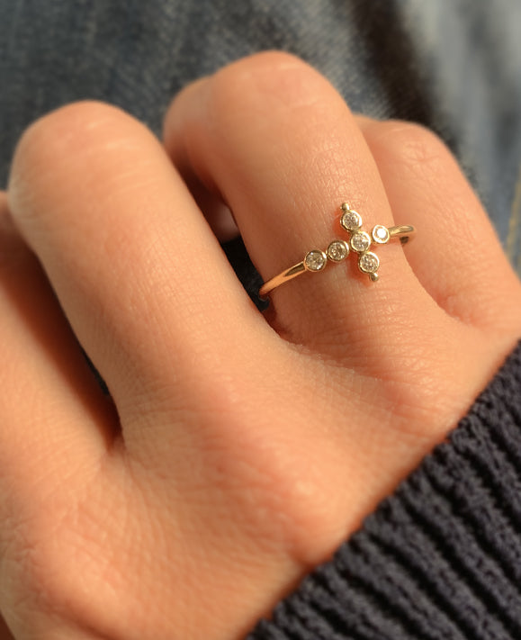 Aimée Aimer Petit AA Promessa bague or jaune diamants taille 53