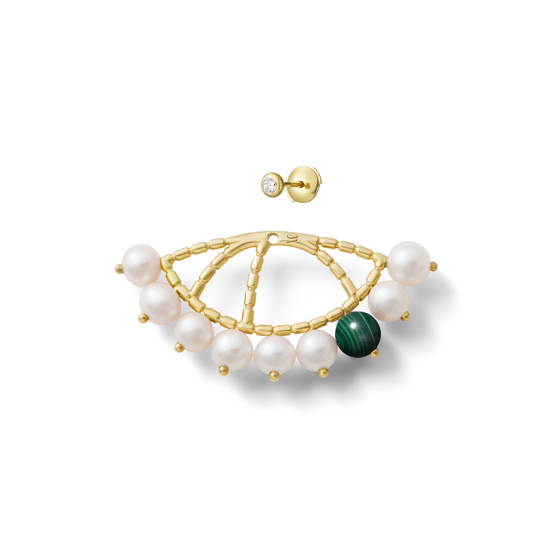 Aimée Aimer Constellation mono boucle or jaune perle malachite