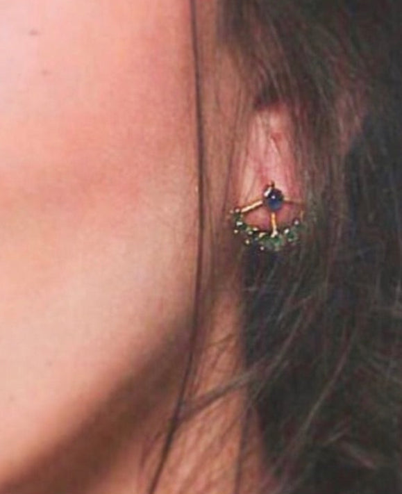 Aimée Aimer Beija-flor boucles d'oreilles or jaune paire rubis