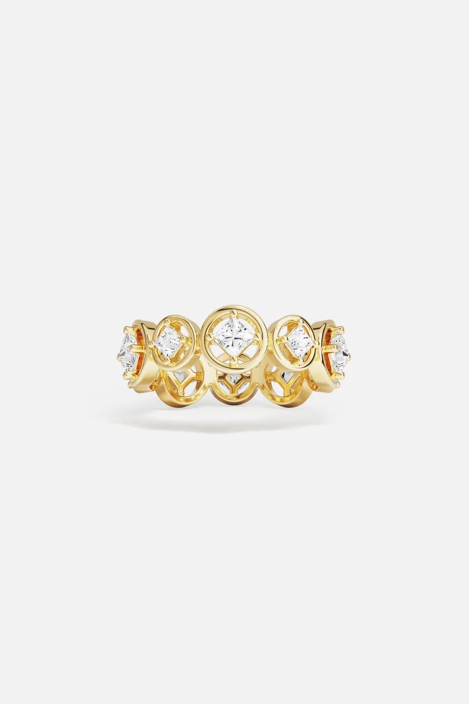 APM Monaco Soleil Les Bulles d'Eau bague dorée 52 zircons