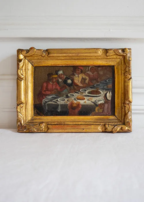 Aimée Aimer Œuvres Huile sur toile 10 x 15,5 cm banquet